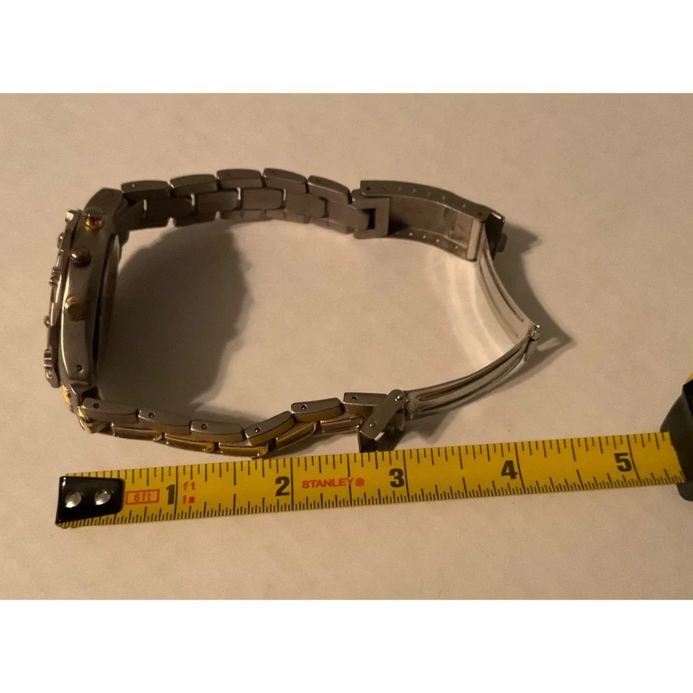 MENS TITANIUM UNIVERSAL WATCH TWO-tone BRUSHED NICKEL NEW BATTERY!